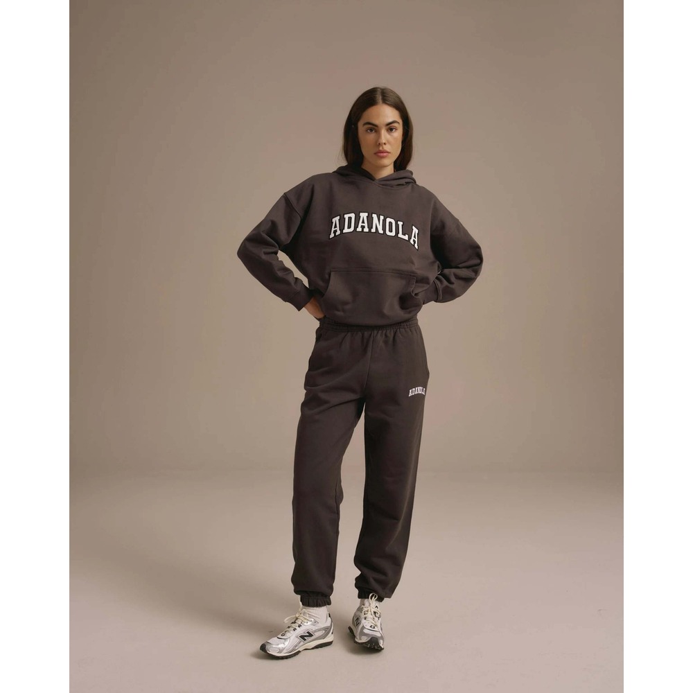 Adanola Cotton Oversized Varsity Sweater Set Washed Coffee Brown Women's Size XS